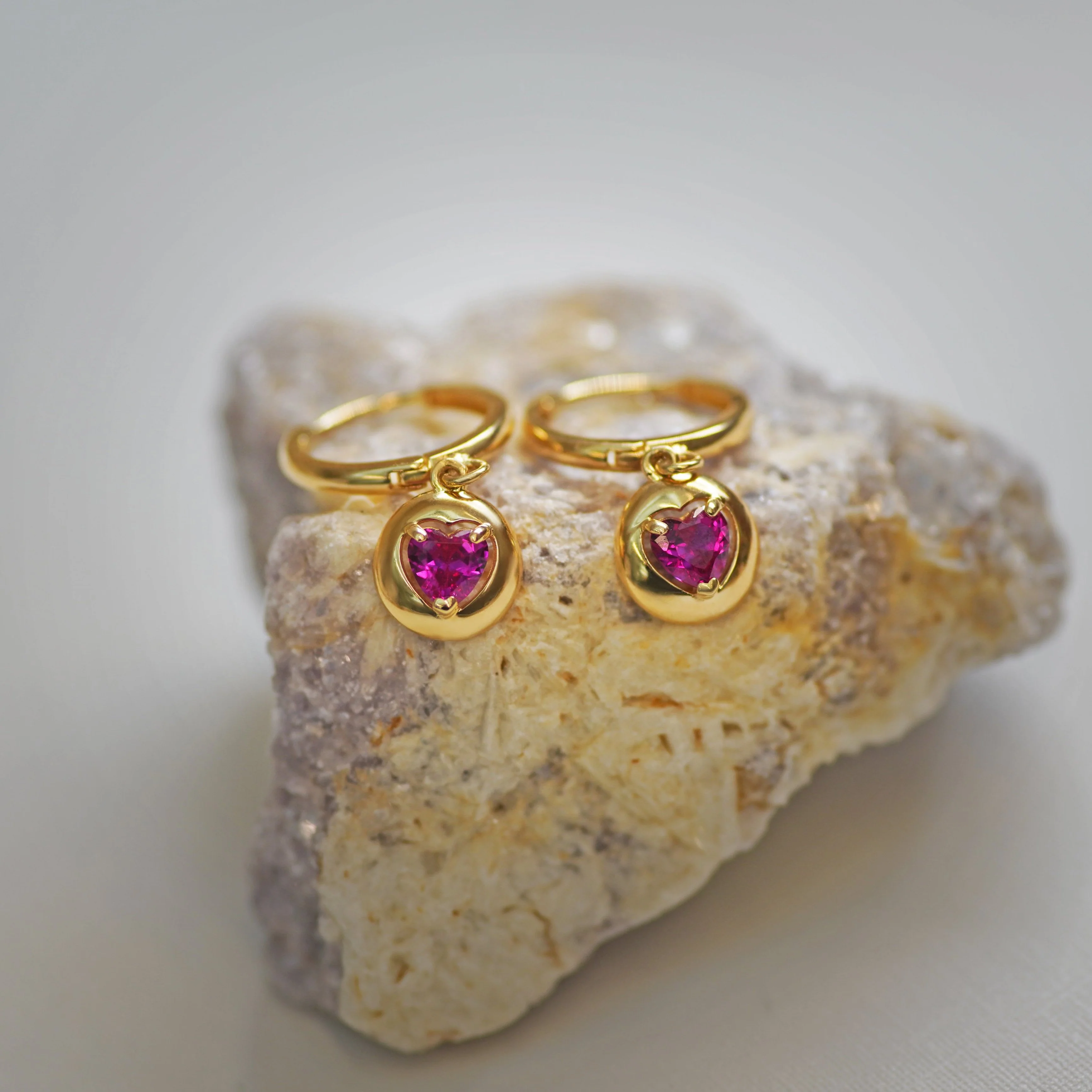 Heart Pendant Drop Huggie Earrings
