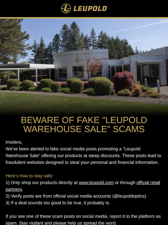 NOTICE: “Leupold Warehouse Sale” Scams