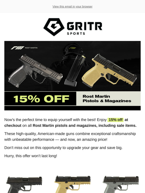📩15% OFF Rost Martin Pistols & Magazines