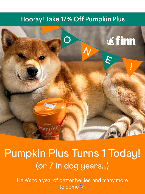 🎉 17% OFF Pumpkin Plus – 1 Year of Tummy Relief, And Counting! 🐕
