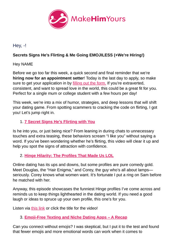 Secrets Signs He’s Flirting & Me Going EMOJILESS (+We’re Hiring!)