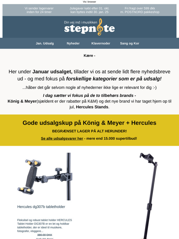 K&M og Hercules musiktilbehør på udsalg - Først til Mølle
