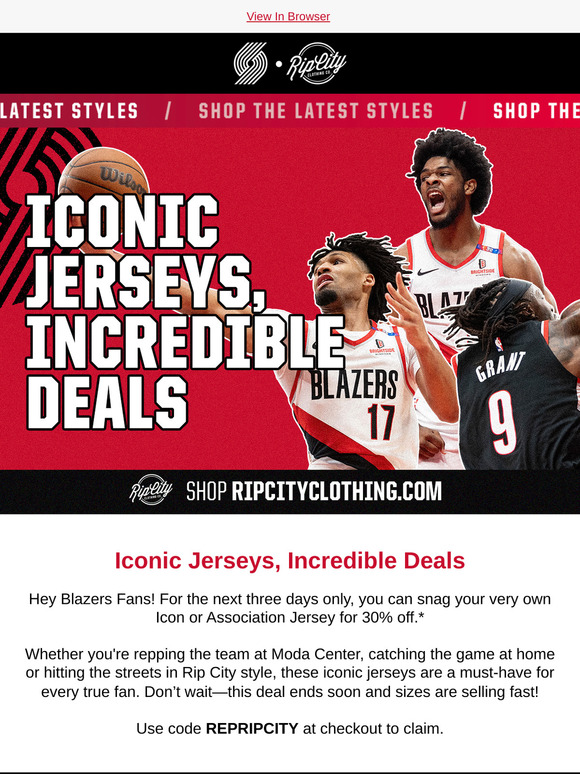 30% off Blazers jerseys