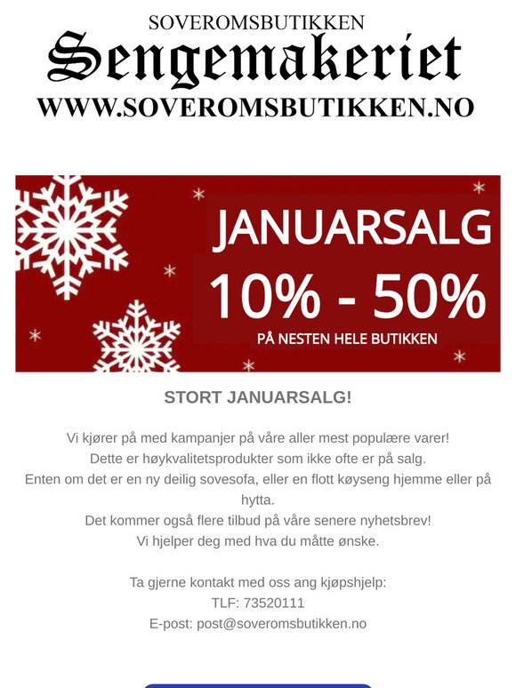 Da har Januarsalget startet hos Soveromsbutikken Sengemakeriet