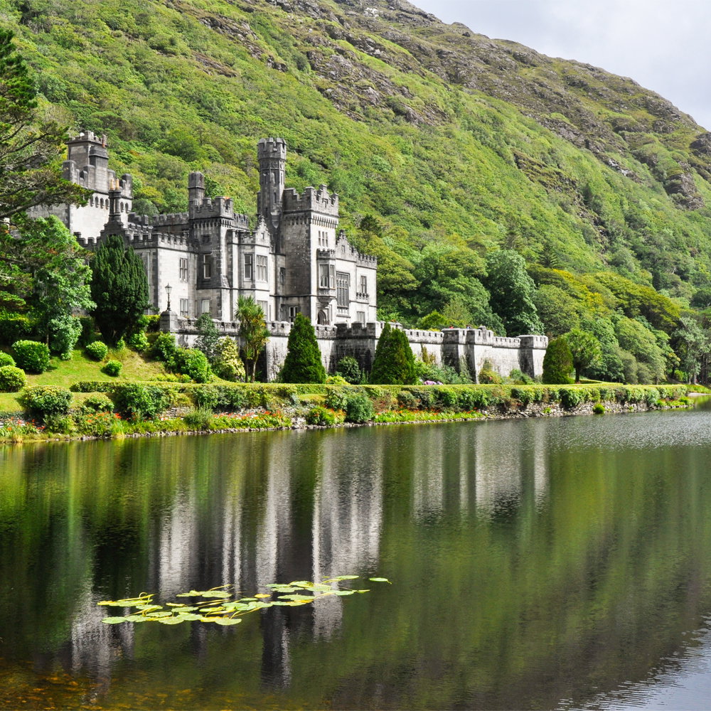 Kylemore Abbey in Connemara mountains, Ireland