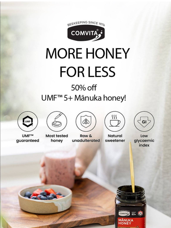 50% Off Comvita Mānuka Honey 5+ 1kg