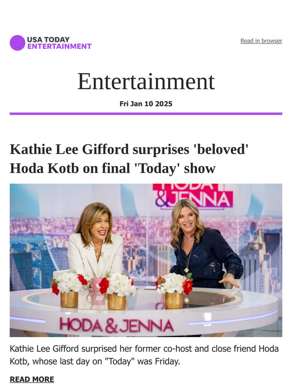 USA TODAY Kathie Lee Gifford surprises 'beloved' Hoda Kotb on final