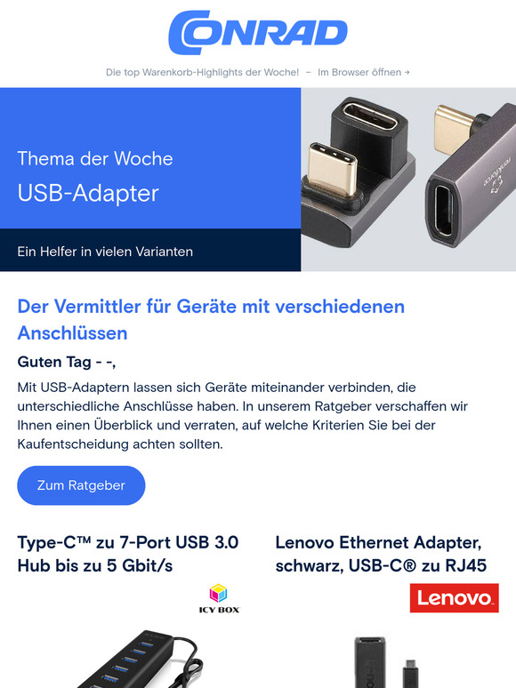 Highlight der Woche: 💻 USB-Adapter & – 15 % auf SpeaKa Professional