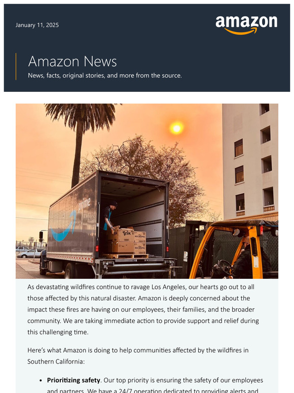 How Amazon is helping communities impacted by the LA County wildfires