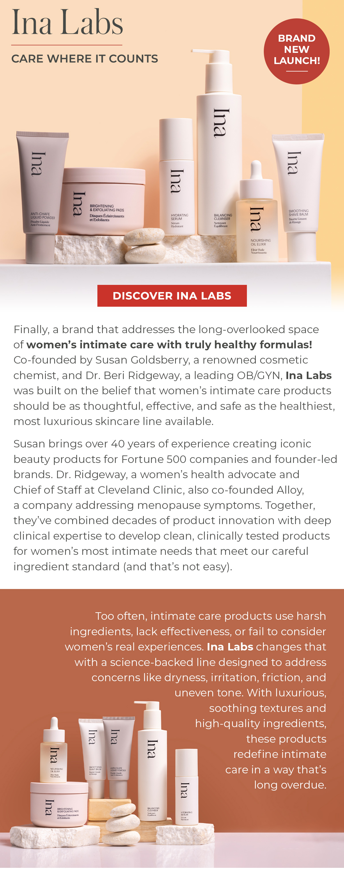 Ina Labs | Care Where It Counts | Brand New Launch!