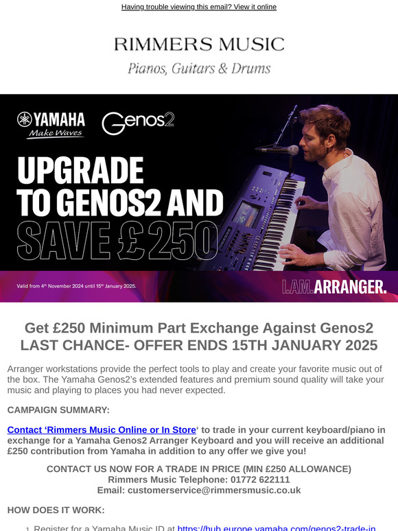 Upgrade to Yamaha Genos2 & Get A Minimum £250 Trade In Allowance - OFFER ENDING SOON