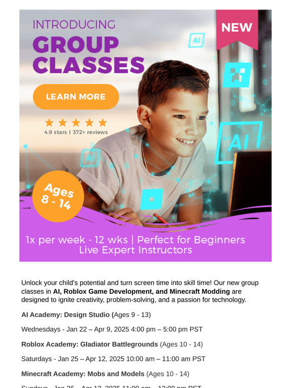 ✨ New! Group AI and Coding Classes Your Kids Will Love