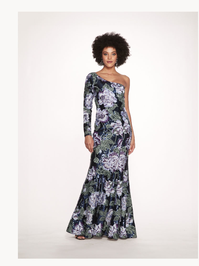 One Shoulder Sequin Gown