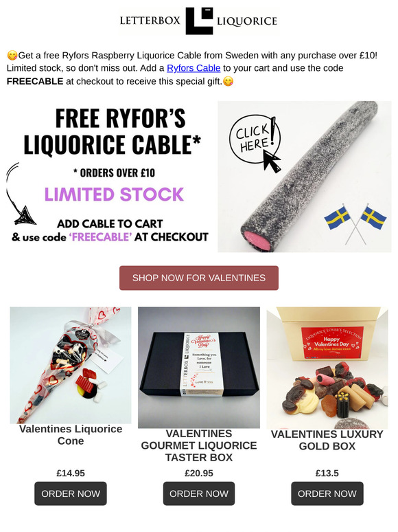 🎁Grab a free Ryfor cable from Letterbox Liquorice🎁