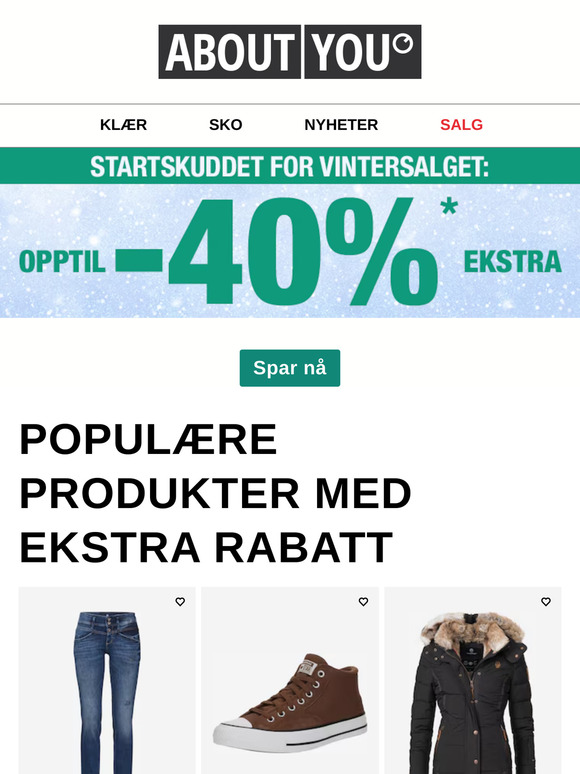 Kun i dag! Opptil -40 % EKSTRA rabatt