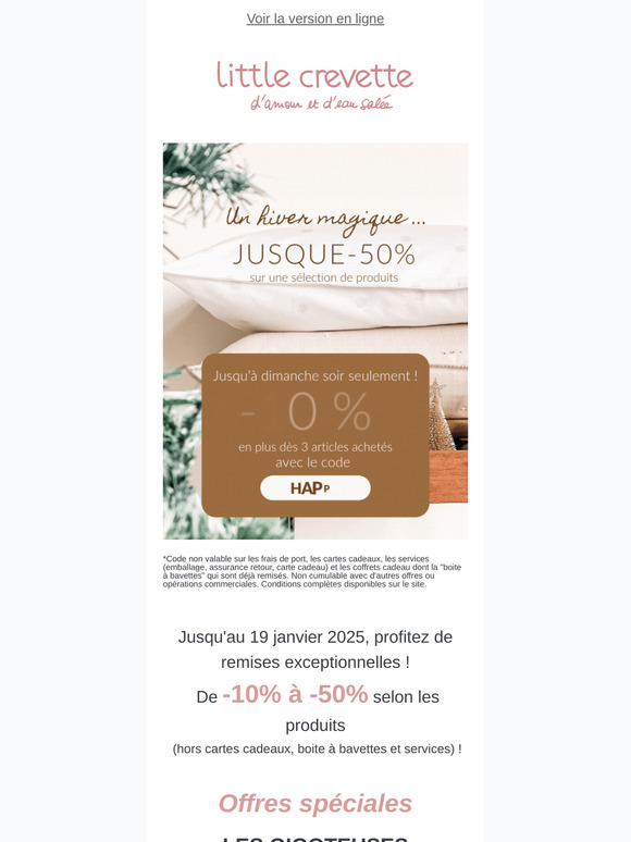 Prix tout doux jusque -50% ❄️