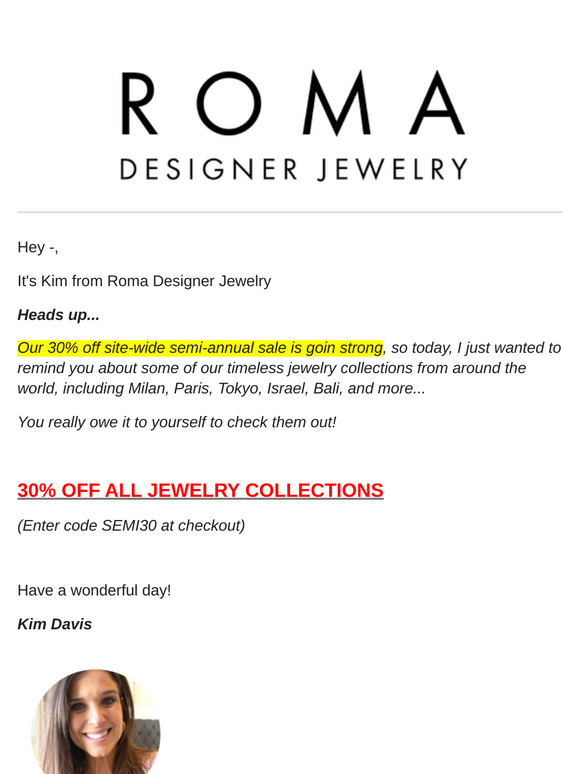 💋 —... 30% OFF Jewelry from Milan, Paris, Jerusalem, Bali, and more...