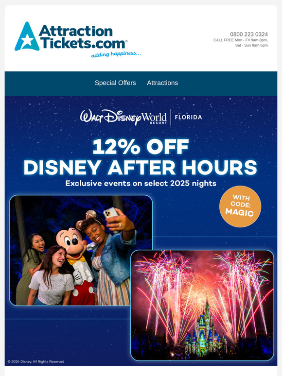 🌙🏰 12% OFF Disney After Hours Tickets