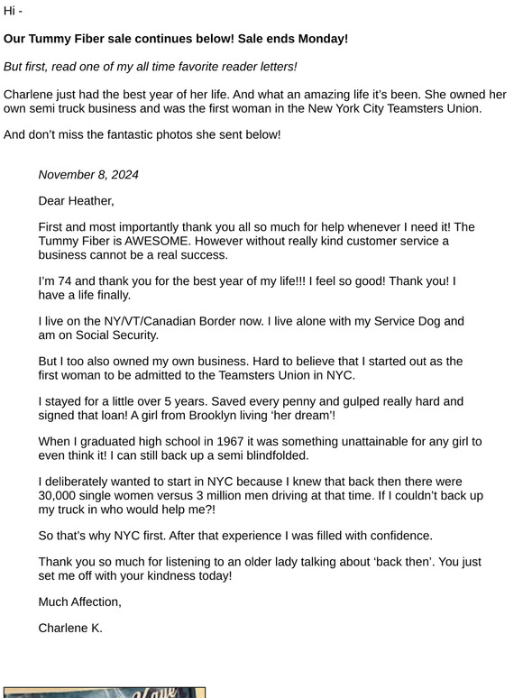 Letters to Heather - Meet Charlene, the first woman in the New York City Teamsters!