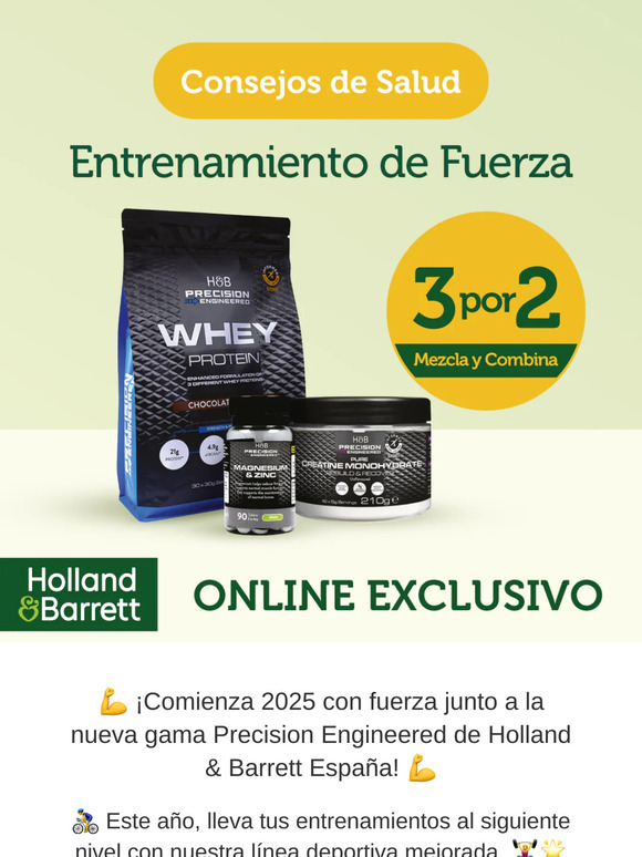 💪 ¡Comienza 2025 con fuerza junto a la nueva gama Precision Engineered de Holland & Barrett España! 💪