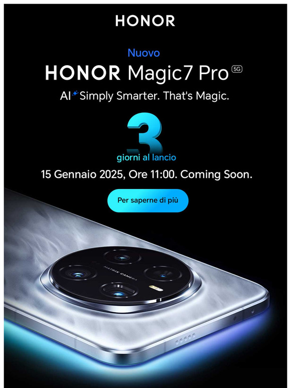 HONOR Magic7 Pro: 3 giorno al lancio!