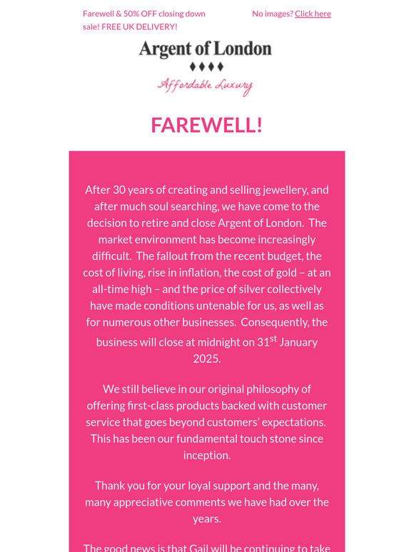 Farewell & 50% OFF closing down sale!