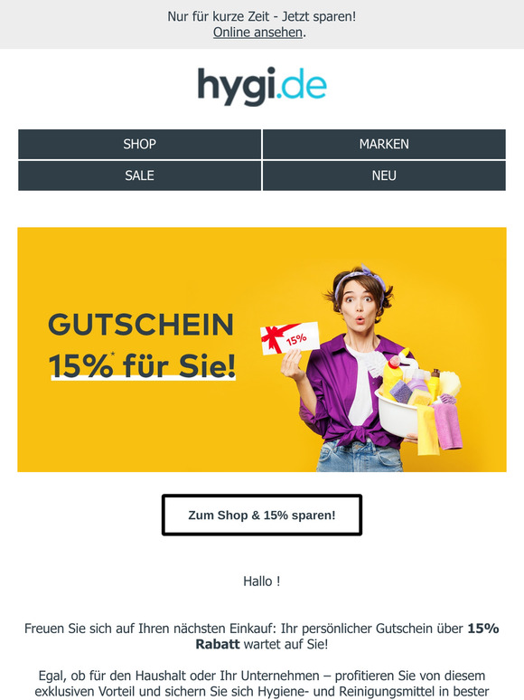 Jetzt shoppen – Ihr 15%-Gutschein wartet auf Sie! 🛍️✨