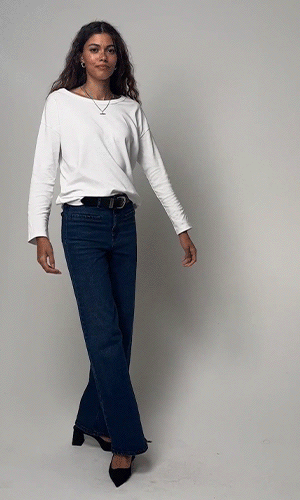 Organic Stretch Cotton Pocket Wide Leg Jeans
