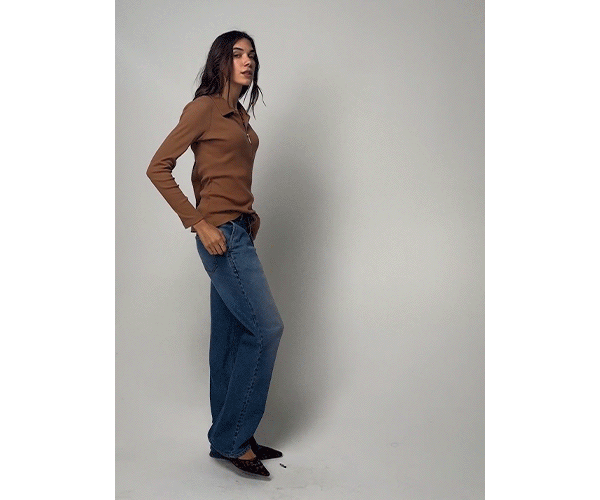 Organic Cotton Zip Collar Top