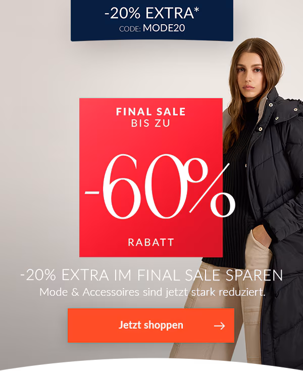 Bis zu -60% Rabatt auf Mode Sale + 20% Gutschein