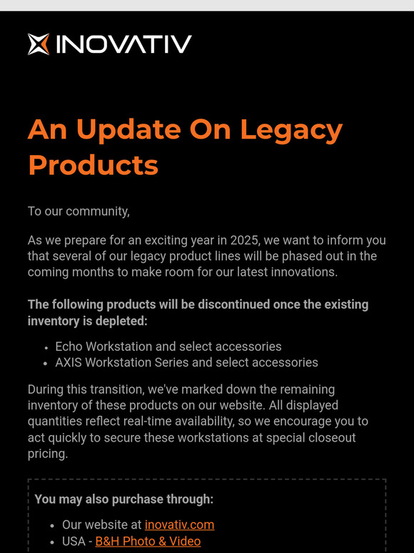 Last Call: Echo & AXIS Workstations Being Discontinued