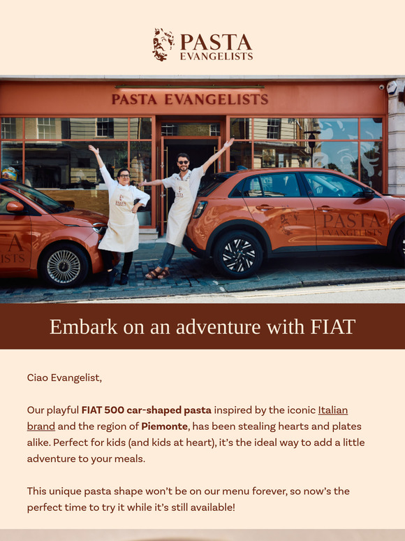 Don’t Miss our Limited Fiat 500 Pasta! 🚗🍝