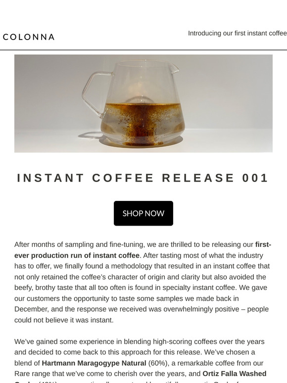 Instant Coffee, Reimagined: Our First Release
