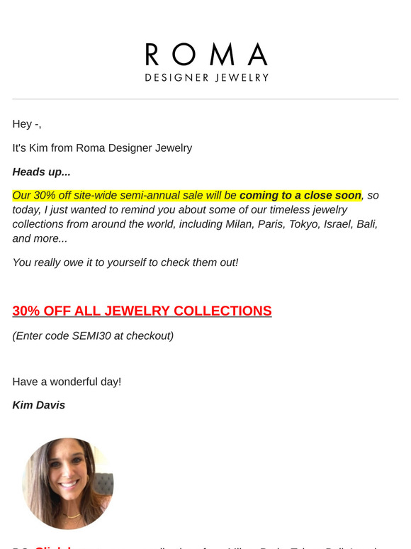💋 —... 30% OFF Jewelry from Milan, Paris, Jerusalem, Bali, and more...