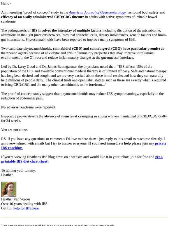 IBS news flash. Clinical trial results for CBD tincture and IBS symptoms