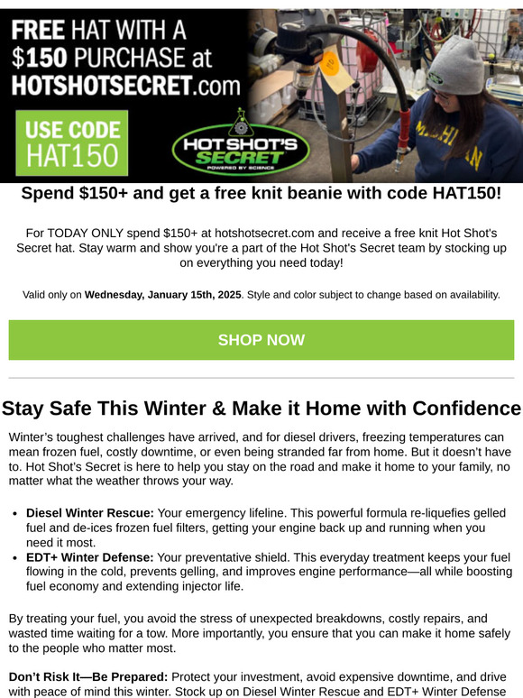 Exclusive Offer: Free Hat with $150+ Order!