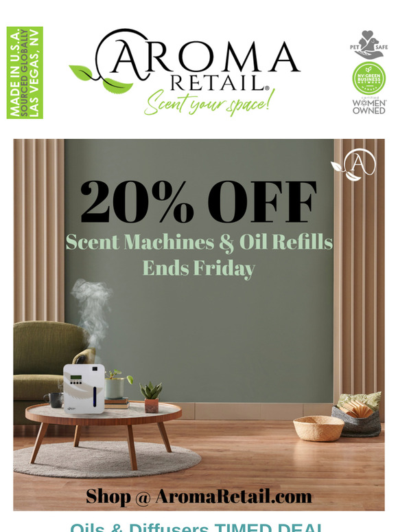 ⚡One Day Sale On Scent Machines, Oil Refills, & We're Open Saturdays?