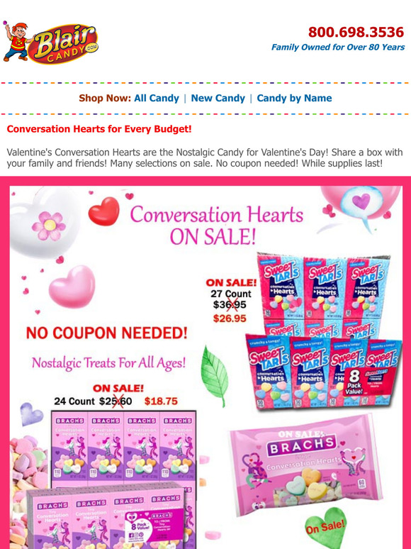 Conversation Hearts On Sale!