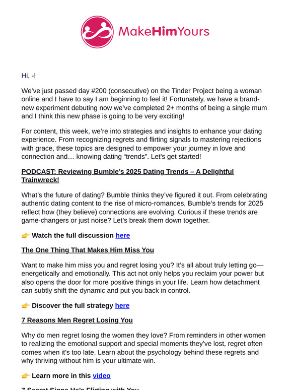Bumble’s 2025 Trends, The 1 Thing That Makes Him Miss You + More