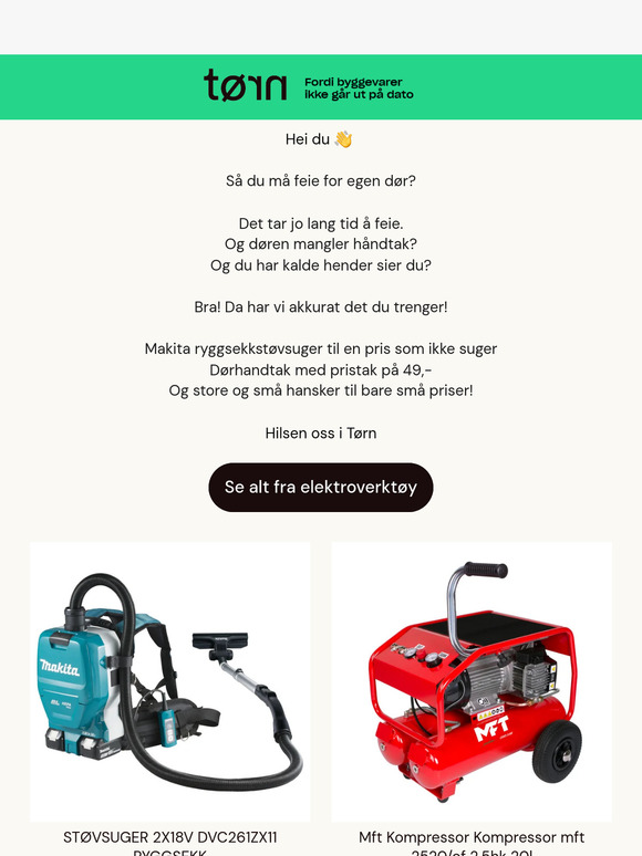 Makita ryggsekkstøvsuger og dørhåndtak til 49kr! 🧹🚪🧤