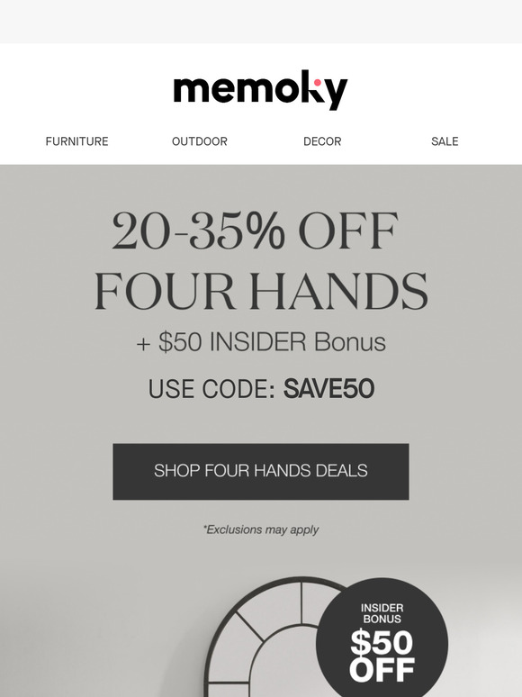 Four Hands Sale: 20–35% Off + Extra Discount for subscribers Inside!