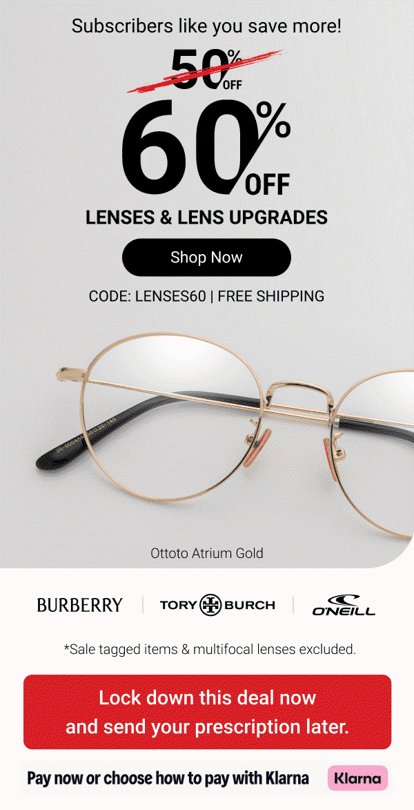 60% OFF lenses & lens upgrades | Code: LENSES60