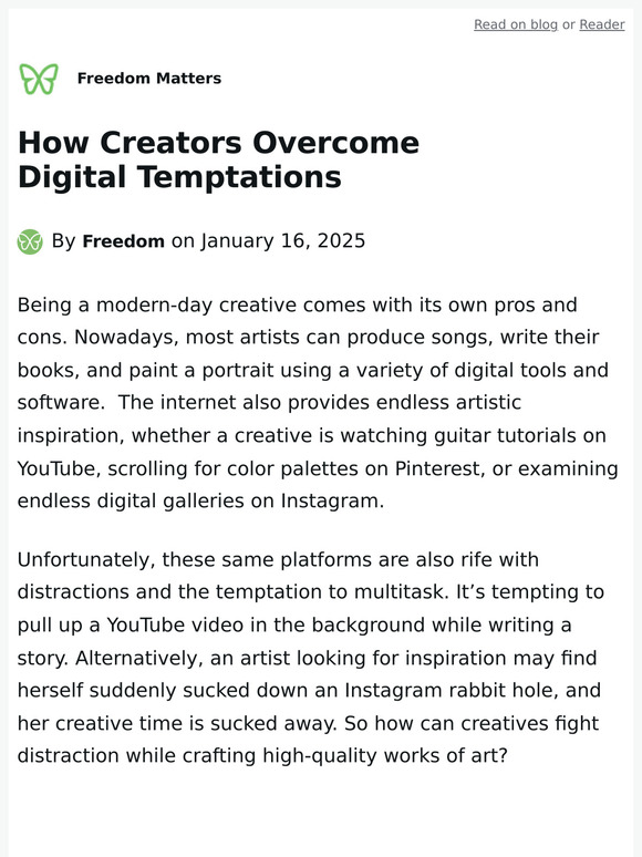 How Creators Overcome Digital Temptations