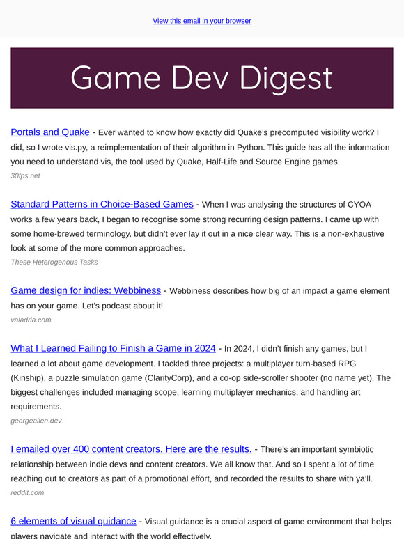 Issue #265 - Game Dev Lessons: Visuals, Input, and 2024 Insights