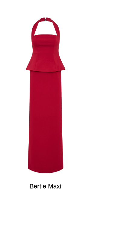 Bertie Peplum Halter Maxi Dress - Ruby