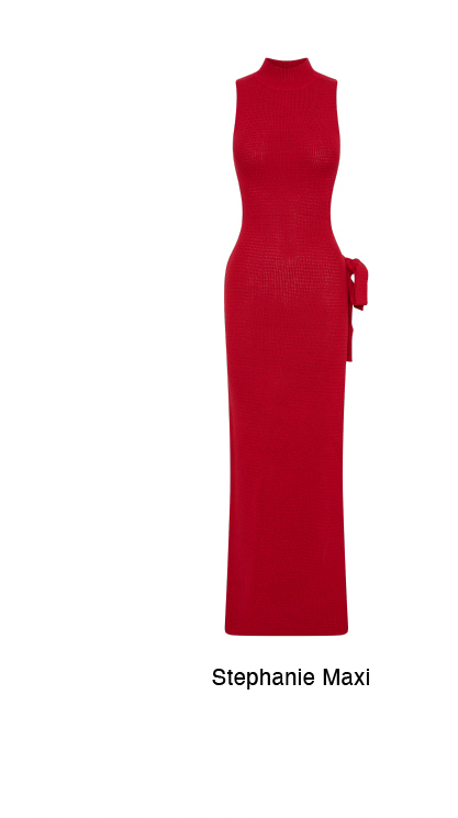 Stephanie Cut Out Knit Maxi Dress - Red