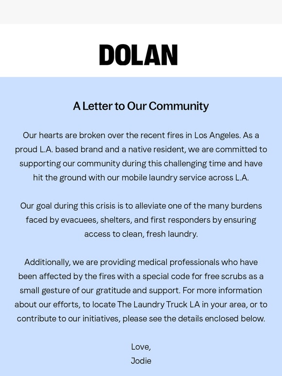 A Note From Jodie Regarding L.A. Wildfires Relief