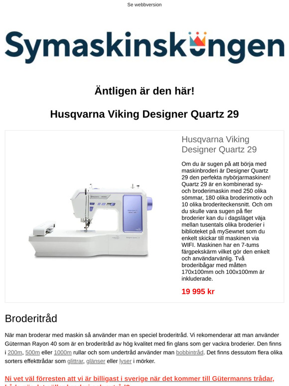 Ny broderimaskin från Husqvarna Viking!