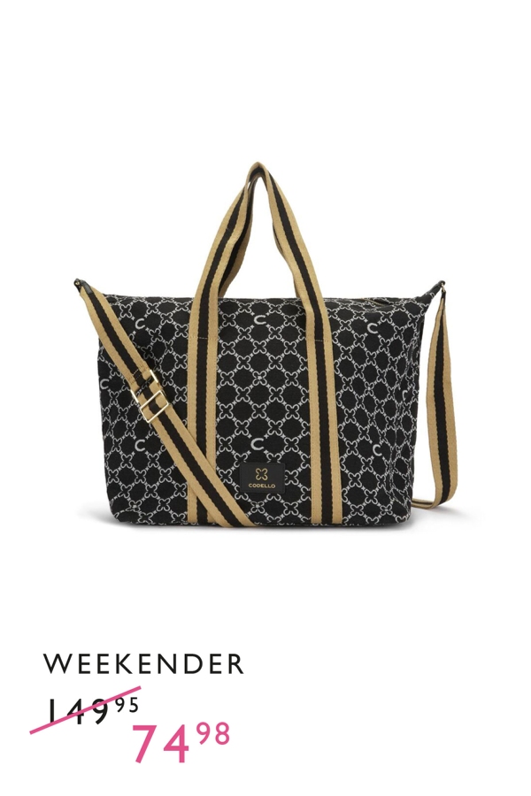 Weekender aus robustem Jacquard-Gewebe mit Monogramm-Muster in Schwarz