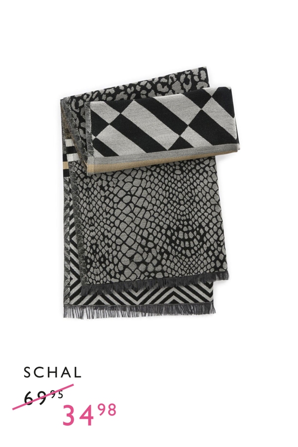 Beidseitig tragbarer Jacquard-Schal mit gewebtem Mustermix in Schwarz